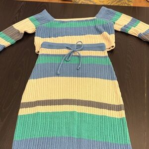 Striped Knit Off-Shoulder Top and Maxi Skirt